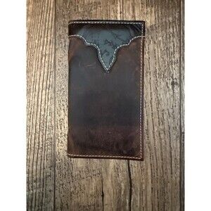 AMERICAN BISON LEATHER WESTERN WALLET/CHECKBOOK COVER